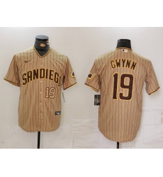 Men's San Diego Padres #19 Tony Gwynn Khaki Team Logo Stitched Cool Base Nike Jerseys