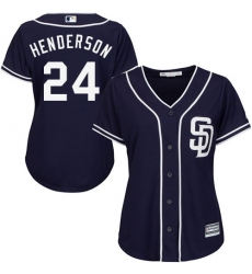 Women's Majestic San Diego Padres #24 Rickey Henderson Replica Navy Blue Alternate 1 Cool Base MLB Jersey