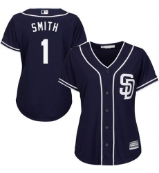 Women's Majestic San Diego Padres #1 Ozzie Smith Authentic Navy Blue Alternate 1 Cool Base MLB Jersey
