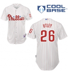 Youth Majestic Philadelphia Phillies #26 Chase Utley Authentic White/Red Strip Home Cool Base MLB Jersey