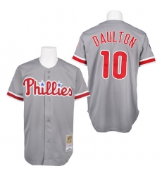 Men's Mitchell and Ness Philadelphia Phillies #10 Darren Daulton Authentic Grey Throwback MLB Jersey