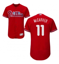 Men's Majestic Philadelphia Phillies #11 Tim McCarver Red Alternate Flex Base Authentic Collection MLB Jersey