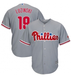 Youth Majestic Philadelphia Phillies #19 Greg Luzinski Authentic Grey Road Cool Base MLB Jersey
