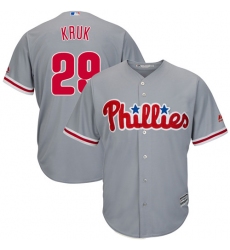 Youth Majestic Philadelphia Phillies #29 John Kruk Authentic Grey Road Cool Base MLB Jersey