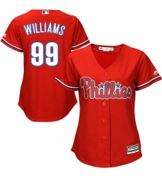 Women's Majestic Philadelphia Phillies #99 Mitch Williams Authentic Red Alternate Cool Base MLB Jersey