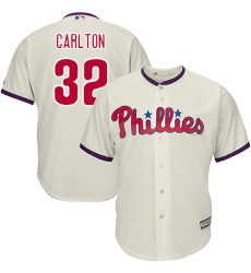 Men's Majestic Philadelphia Phillies #32 Steve Carlton Replica Cream Alternate Cool Base MLB Jersey