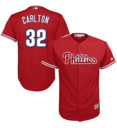 Men's Majestic Philadelphia Phillies #32 Steve Carlton Replica Red Alternate Cool Base MLB Jersey