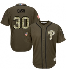 Youth Majestic Philadelphia Phillies #30 Dave Cash Authentic Green Salute to Service MLB Jersey