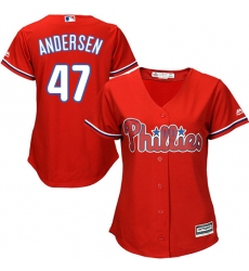 Women's Majestic Philadelphia Phillies #47 Larry Andersen Authentic Red Alternate Cool Base MLB Jersey