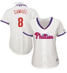 Women's Majestic Philadelphia Phillies #8 Juan Samuel Replica Cream Alternate Cool Base MLB Jersey