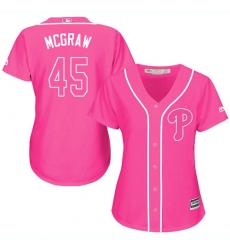 Women's Majestic Philadelphia Phillies #45 Tug McGraw Replica Pink Fashion Cool Base MLB Jersey