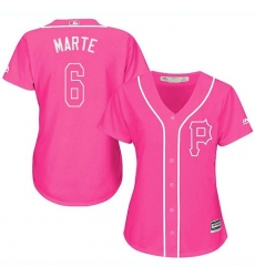Women's Majestic Pittsburgh Pirates #6 Starling Marte Authentic Pink Fashion Cool Base MLB Jersey