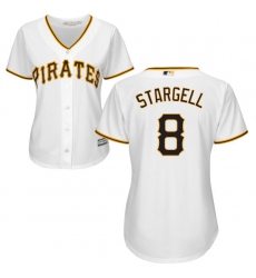 Women's Majestic Pittsburgh Pirates #8 Willie Stargell Authentic White Home Cool Base MLB Jersey