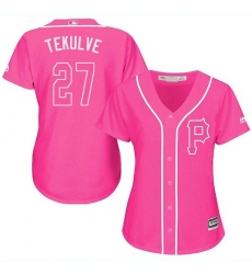 Women's Majestic Pittsburgh Pirates #27 Kent Tekulve Authentic Pink Fashion Cool Base MLB Jersey