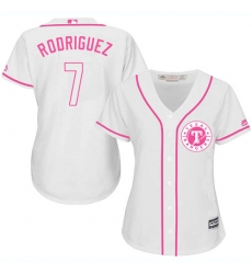Women's Majestic Texas Rangers #7 Ivan Rodriguez Authentic White Fashion Cool Base MLB Jersey