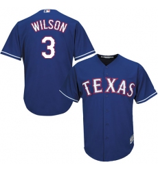 Youth Majestic Texas Rangers #3 Russell Wilson Authentic Royal Blue Alternate 2 Cool Base MLB Jersey