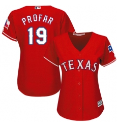 Women's Majestic Texas Rangers #19 Jurickson Profar Authentic Red Alternate Cool Base MLB Jersey