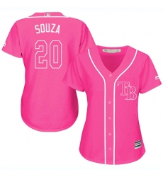 Women's Majestic Tampa Bay Rays #20 Steven Souza Authentic Pink Fashion Cool Base MLB Jersey