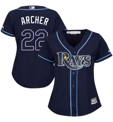 Women's Majestic Tampa Bay Rays #22 Chris Archer Replica Navy Blue Alternate Cool Base MLB Jersey