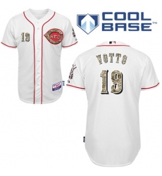 Men's Majestic Cincinnati Reds #19 Joey Votto Authentic White USMC Cool Base MLB Jersey