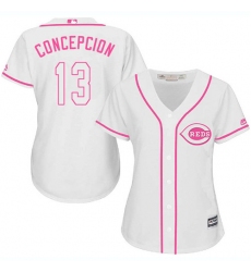 Women's Majestic Cincinnati Reds #13 Dave Concepcion Replica White Fashion Cool Base MLB Jersey