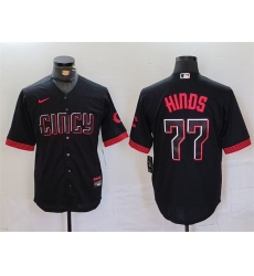 Men's Cincinnati Reds #77 Rece Hinds Black 2023 City Connect Cool Base Stitched Baseball Jersey