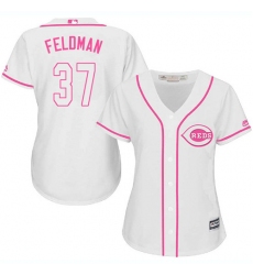 Women's Majestic Cincinnati Reds #37 Scott Feldman Replica White Fashion Cool Base MLB Jersey