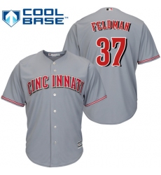 Youth Majestic Cincinnati Reds #37 Scott Feldman Authentic Grey Road Cool Base MLB Jersey