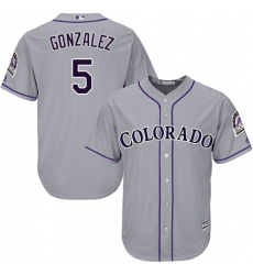 Youth Majestic Colorado Rockies #5 Carlos Gonzalez Authentic Grey Road Cool Base MLB Jersey
