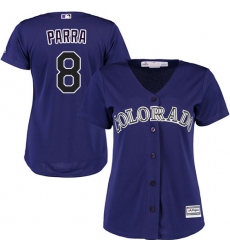 Women's Majestic Colorado Rockies #8 Gerardo Parra Authentic Purple Alternate 1 Cool Base MLB Jersey