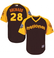 Youth Majestic Colorado Rockies #28 Nolan Arenado Authentic Brown 2016 All-Star National League BP Cool Base MLB Jersey