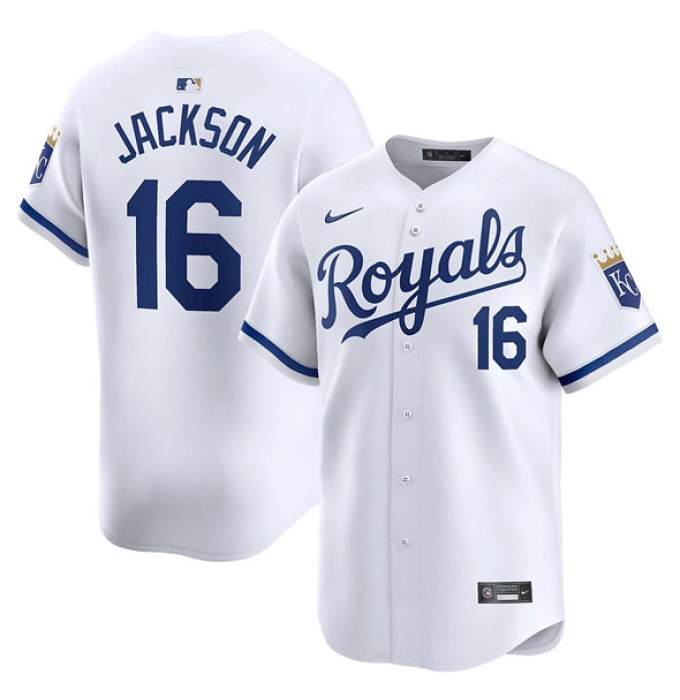 Men's Kansas City Royals #16 Bo Jackson White 2024 Home Limited Stitched Baseball Jersey