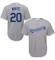 Men's Majestic Kansas City Royals #20 Frank White Replica Grey Road Cool Base MLB Jersey