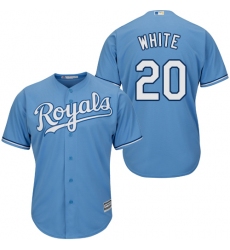 Men's Majestic Kansas City Royals #20 Frank White Replica Light Blue Alternate 1 Cool Base MLB Jersey