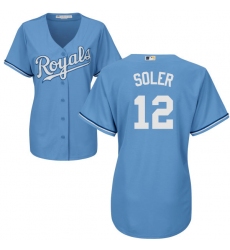 Women's Majestic Kansas City Royals #12 Jorge Soler Authentic Light Blue Alternate 1 Cool Base MLB Jersey