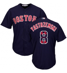 Men's Majestic Boston Red Sox #8 Carl Yastrzemski Authentic Navy Blue Team Logo Fashion Cool Base MLB Jersey