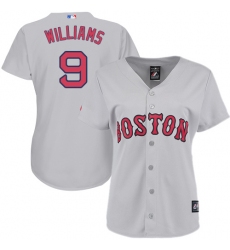 Women's Majestic Boston Red Sox #9 Ted Williams Replica Grey Road MLB Jersey