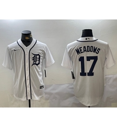 Men's Detroit Tigers #17 Parker Meadows White Cool Base Stitched Jersey