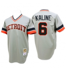 Men's Mitchell and Ness 1984 Detroit Tigers #6 Al Kaline Authentic Grey Throwback MLB Jersey