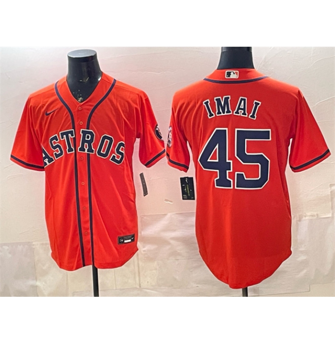 Men's Houston Astros #45 Tatsuya Imai Orange Cool Base Stitched Jersey
