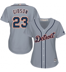 Women's Majestic Detroit Tigers #23 Kirk Gibson Replica Grey Road Cool Base MLB Jersey