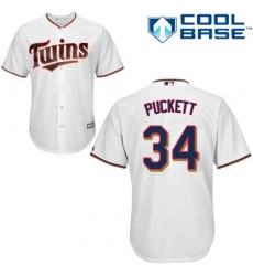 Youth Majestic Minnesota Twins #34 Kirby Puckett Authentic White Home Cool Base MLB Jersey