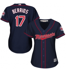 Women's Majestic Minnesota Twins #17 Jose Berrios Replica Navy Blue Alternate Road Cool Base MLB Jersey