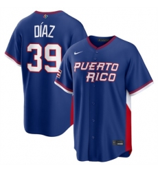 Men's Puerto Rico Baseball #39 Edwin Díaz Blue 2026 World Baseball Classic Road Stadium Stitched Jersey