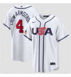 Men's USA Baseball #4 Crow-Armstrong White 2026 World Baseball Classic Home Stadium Stitched Jersey