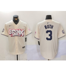 Men's New York Yankees #3 Babe Ruth Cream Limited Stitched Baseball Jersey