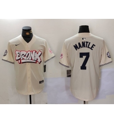 Men's New York Yankees #7 Mickey Mantle Cream Limited Stitched Baseball Jersey