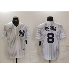 Men's New York Yankees #8 Yogi Berra White Stitched Nike Cool Base Throwback Jersey