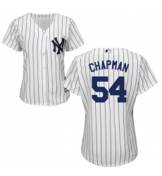 Women's Majestic New York Yankees #54 Aroldis Chapman Replica White Home MLB Jersey