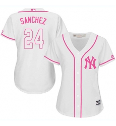 Women's Majestic New York Yankees #24 Gary Sanchez Replica White Fashion Cool Base MLB Jersey